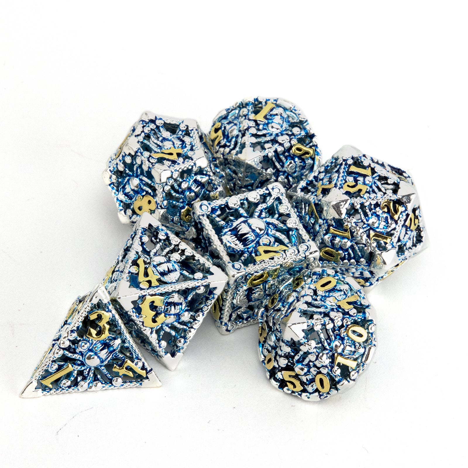 7pcs Silvery Octopus Metal Polyhedral Dice Set for RPG Board Game