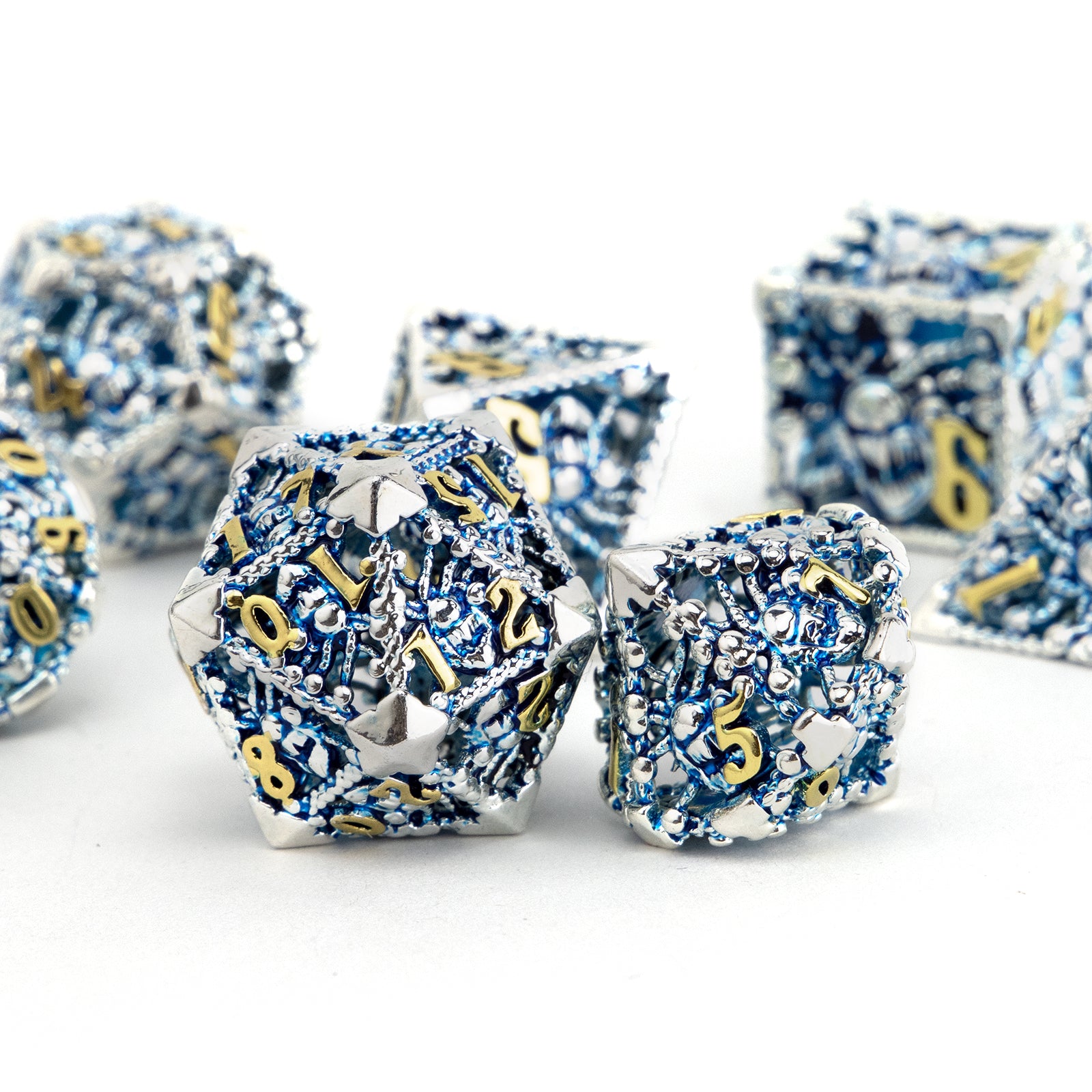 7pcs Silvery Octopus Metal Polyhedral Dice Set for RPG Board Game