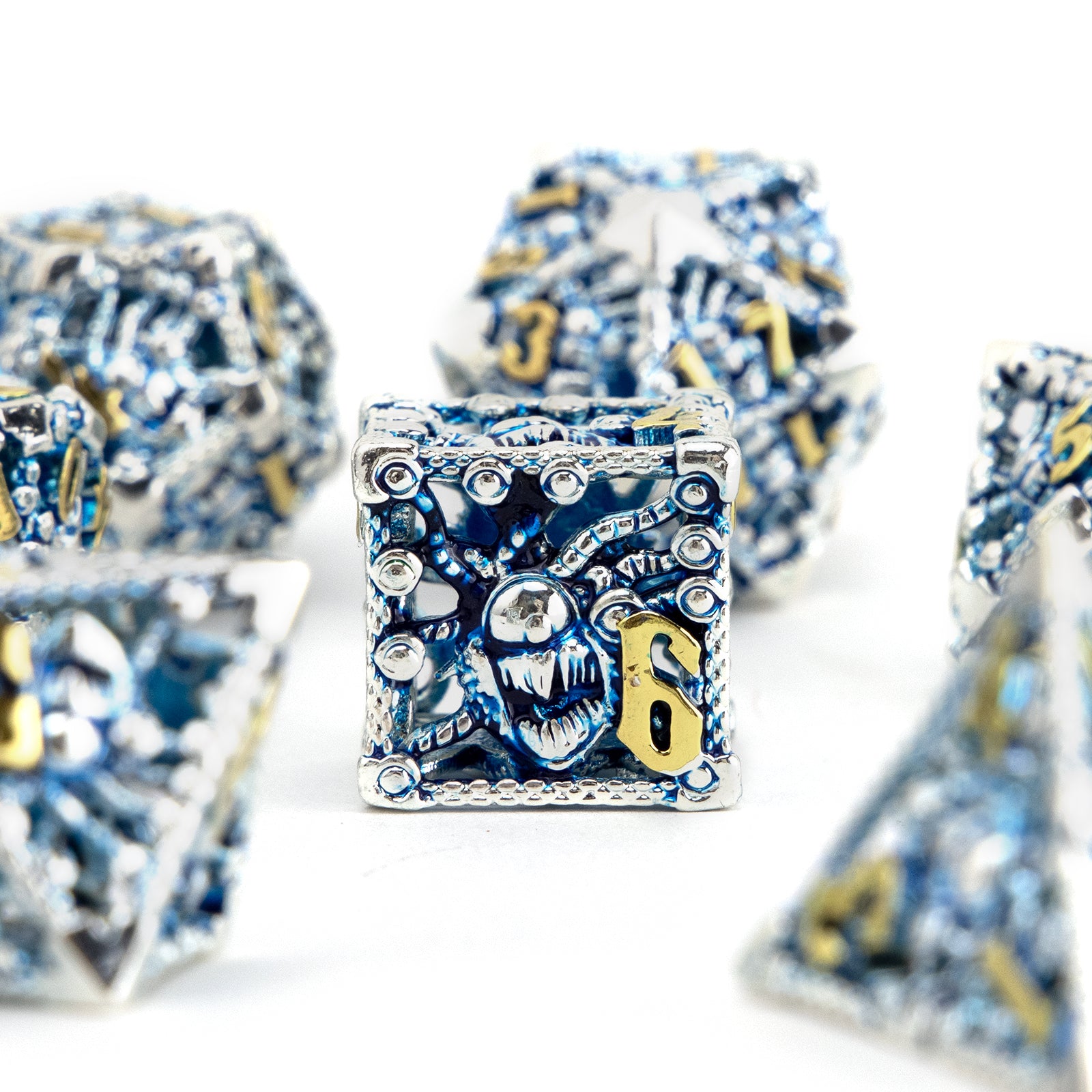 7pcs Silvery Octopus Metal Polyhedral Dice Set for RPG Board Game
