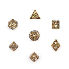 7pcs Copper Metal Dices Maze Hollow Metal Polyhedral Dice Set