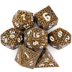 7pcs Copper Metal Dices Maze Hollow Metal Polyhedral Dice Set