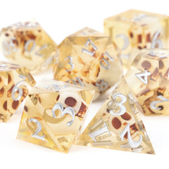 7pcs Yellow Skull Resin Number Polyhedral Dices for RPG Board Game