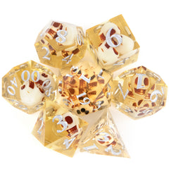 7pcs Yellow Skull Resin Number Polyhedral Dices for RPG Board Game