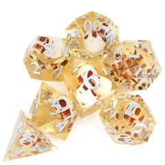 7pcs Yellow Skull Resin Number Polyhedral Dices for RPG Board Game