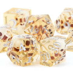 7pcs Yellow Skull Resin Number Polyhedral Dices for RPG Board Game