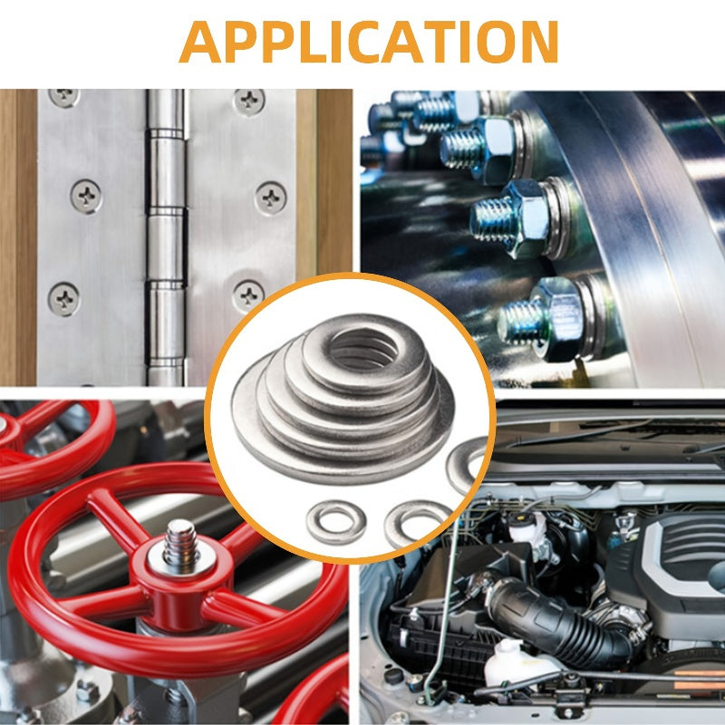 304 Stainless Steel Flat Washers Set 580pcs 9 Sizes