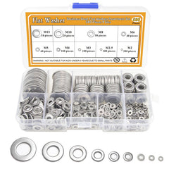 304 Stainless Steel Flat Washers Set 580pcs 9 Sizes