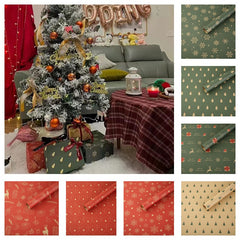 7pcs Christmas Wrapping Paper Vintage Red Green Snowflake Tree Deer 50x73