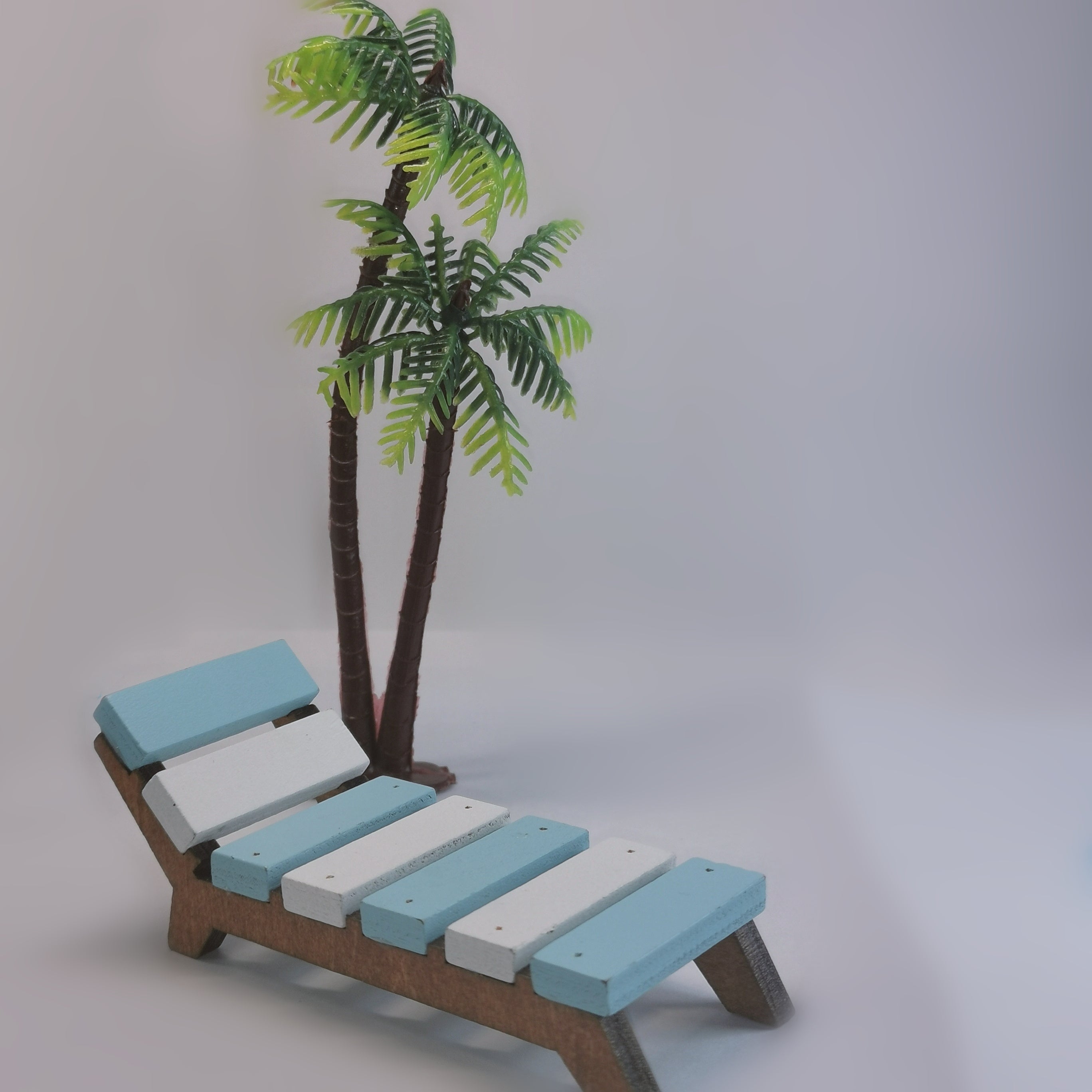 Mini Beach Chair & Coconut Tree Dollhouse Set - Pretend Play Gift
