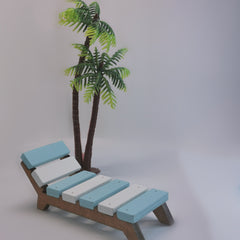 Mini Beach Chair & Coconut Tree Dollhouse Set - Pretend Play Gift