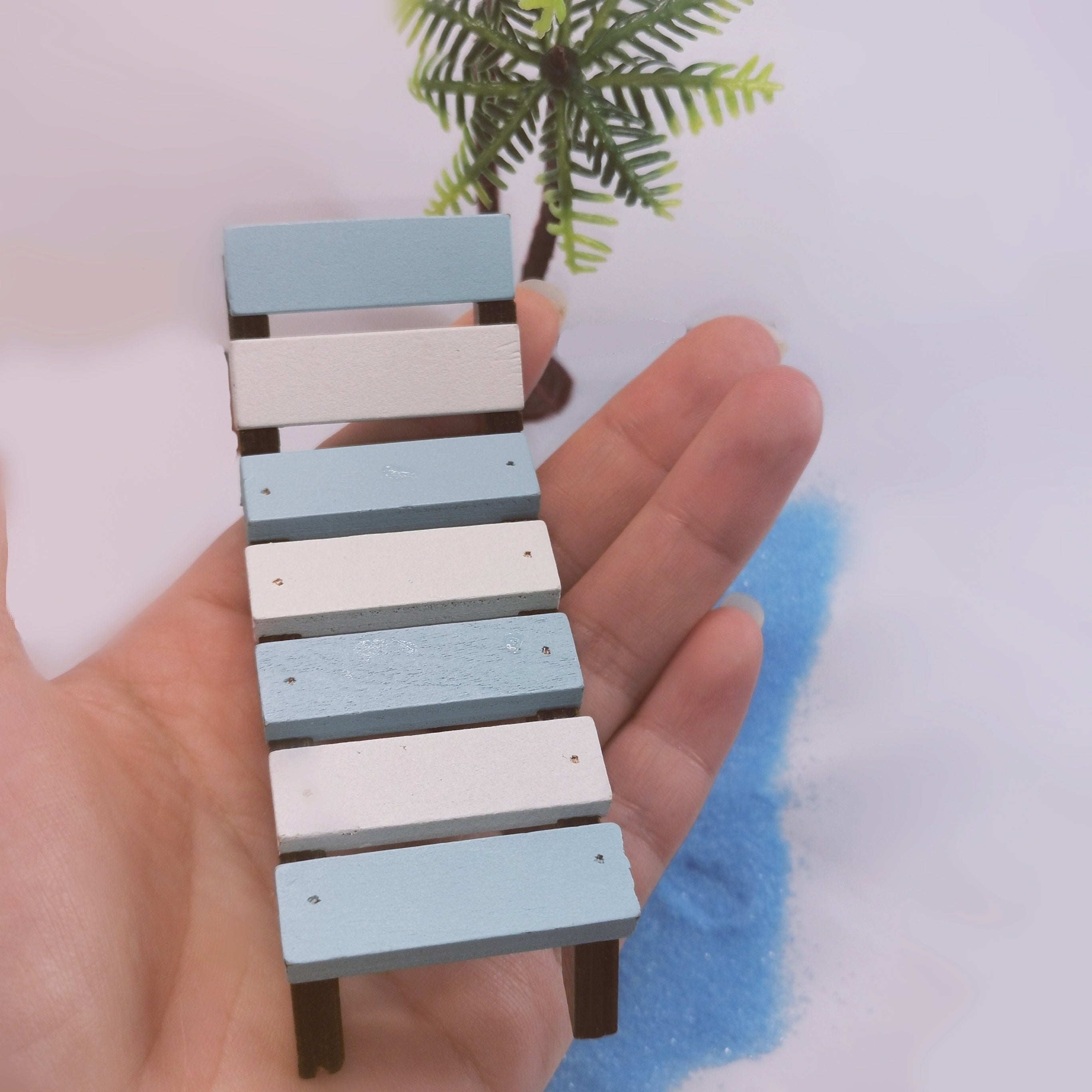 Mini Beach Chair & Coconut Tree Dollhouse Set - Pretend Play Gift