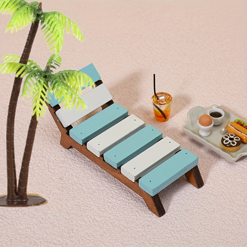 Mini Beach Chair & Coconut Tree Dollhouse Set - Pretend Play Gift