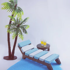 Mini Beach Chair & Coconut Tree Dollhouse Set - Pretend Play Gift