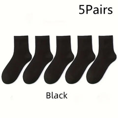 Men's Solid Crew Socks Comfortable Breathable Casual Socks
