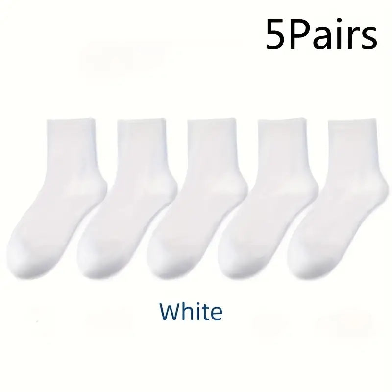 Men's Solid Crew Socks Comfortable Breathable Casual Socks