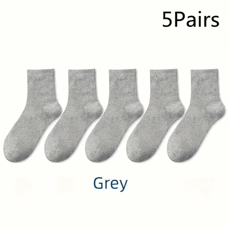 Men's Solid Crew Socks Comfortable Breathable Casual Socks