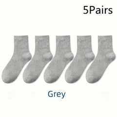 Men's Solid Crew Socks Comfortable Breathable Casual Socks
