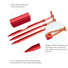 10pcs Aluminum Alloy Garden Stakes Ground Nails for Camping