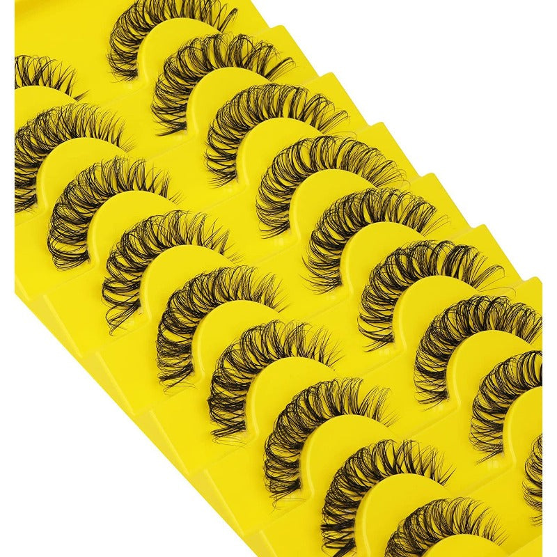 10 Pairs Faux Mink 3D Curly False Eyelashes Natural Thick Volume Lashes