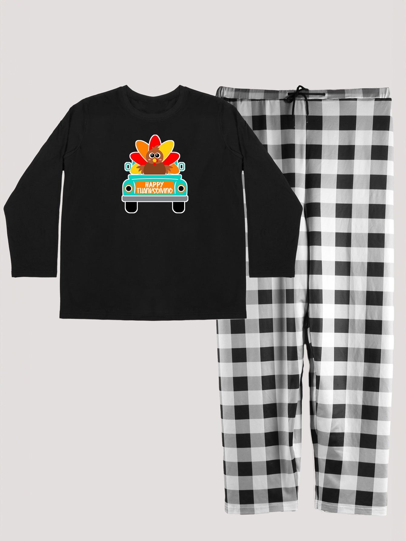 Turkey Truck Tee & Plaid Pants Pajama Set