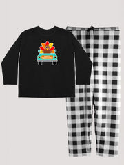 Turkey Truck Tee & Plaid Pants Pajama Set
