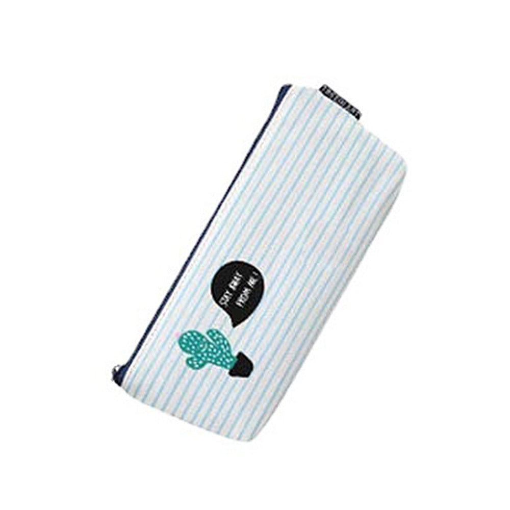 Cactus Pattern Canvas Pencil Case Cosmetic Bag Big Capacity 1 Pack