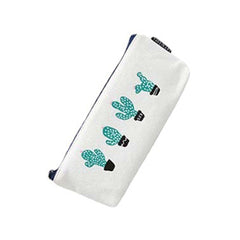 Cactus Pattern Canvas Pencil Case Cosmetic Bag Big Capacity 1 Pack