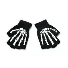 Skull Gloves Winter Knitted Touch Screen Night Luminous Fingerless Glo