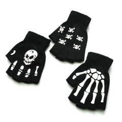 Skull Gloves Winter Knitted Touch Screen Night Luminous Fingerless Glo