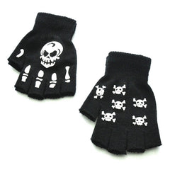 Skull Gloves Winter Knitted Touch Screen Night Luminous Fingerless Glo