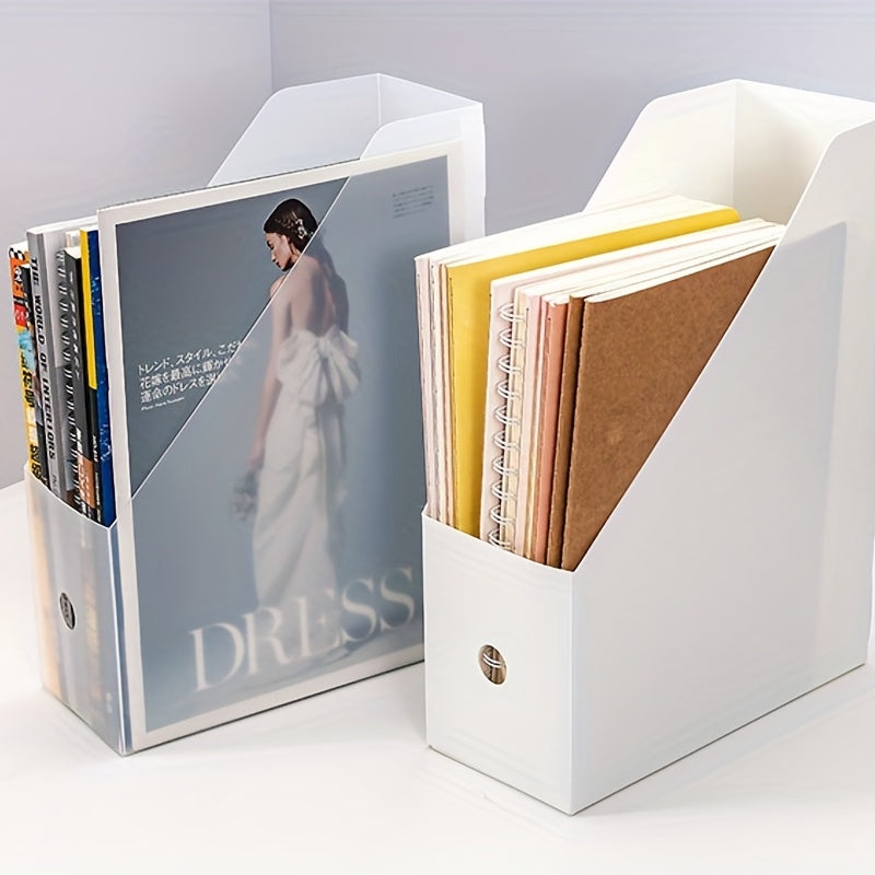 Desktop Book Storage Box Plastic Foldable File Folder Organizer