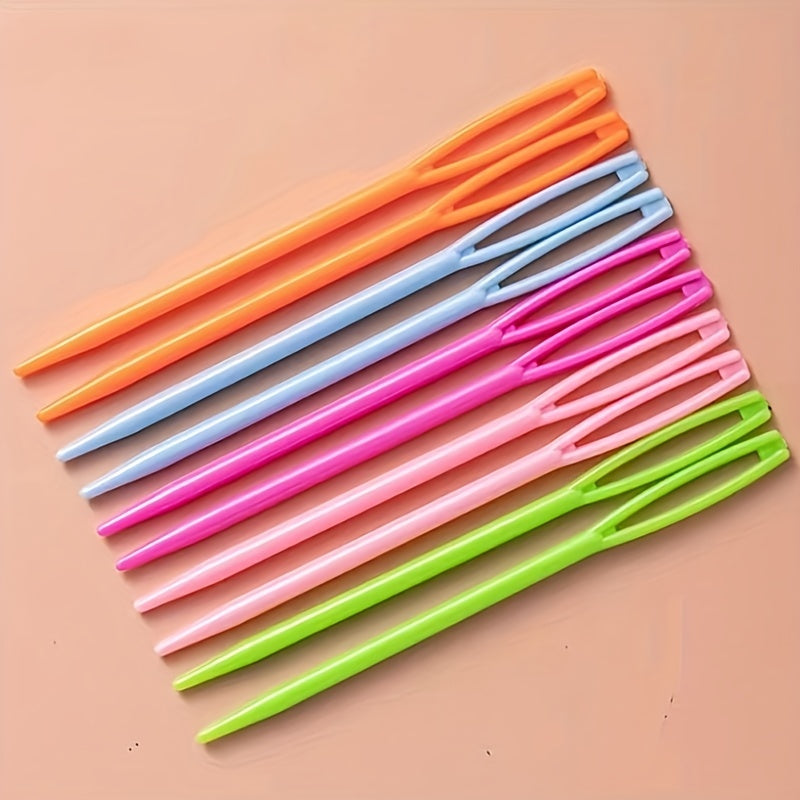 10pcs Mixed Plastic Knitting Needles Crochet Hooks Yarn Needle DIY Sweater