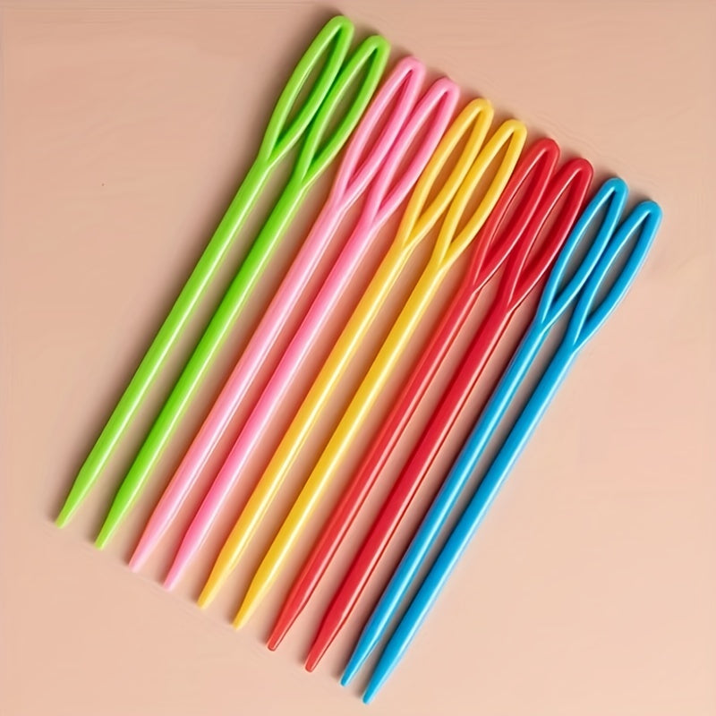 10pcs Mixed Plastic Knitting Needles Crochet Hooks Yarn Needle DIY Sweater
