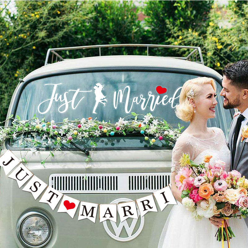 Just Married Car Glass Decorative Sticker
