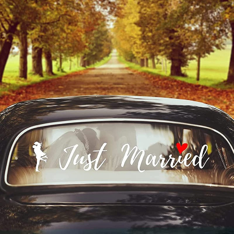 Just Married Car Glass Decorative Sticker