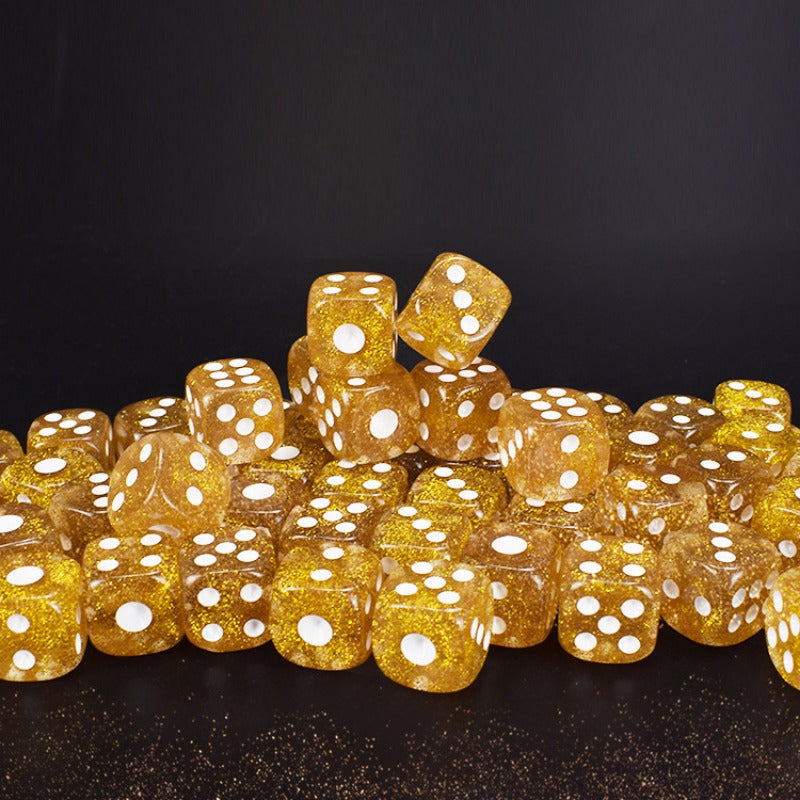10pcs Golden Scallion Dice with Glittering Dots, Creative 16mm Dices for Bar KTV