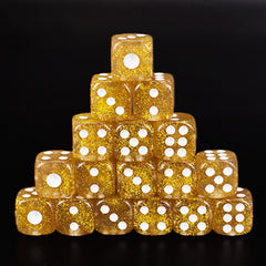 10pcs Golden Scallion Dice with Glittering Dots, Creative 16mm Dices for Bar KTV