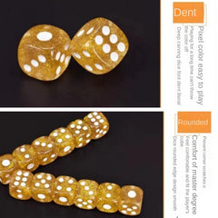 10pcs Golden Scallion Dice with Glittering Dots, Creative 16mm Dices for Bar KTV