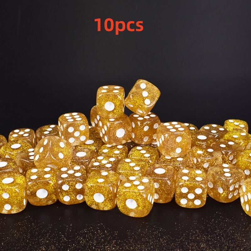 10pcs Golden Scallion Dice with Glittering Dots, Creative 16mm Dices for Bar KTV