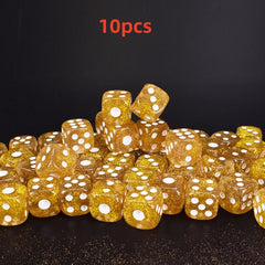 10pcs Golden Scallion Dice with Glittering Dots, Creative 16mm Dices for Bar KTV