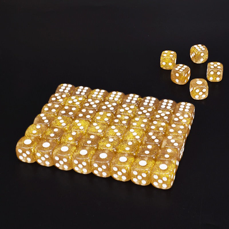 10pcs Golden Scallion Dice with Glittering Dots, Creative 16mm Dices for Bar KTV