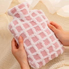 Colorful Plaid Plush Hot Water Bottle 500ml-1500ml