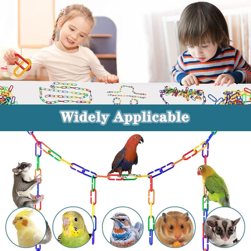 Rainbow C Clips Chains Hooks Plastic Chain Links Bird Learning Toy