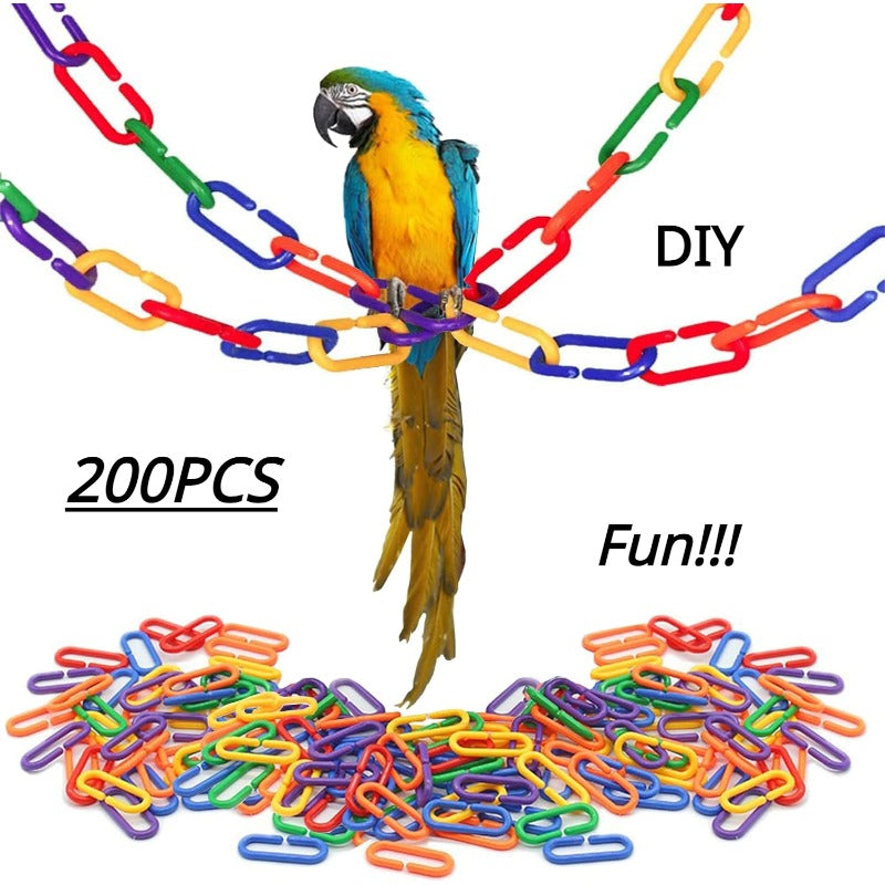 Rainbow C Clips Chains Hooks Plastic Chain Links Bird Learning Toy