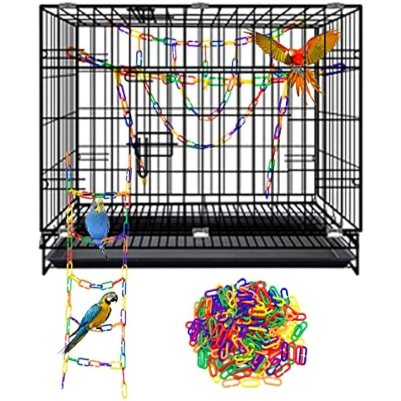 Rainbow C Clips Chains Hooks Plastic Chain Links Bird Learning Toy