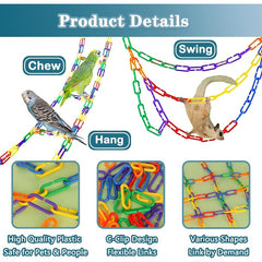 Rainbow C Clips Chains Hooks Plastic Chain Links Bird Learning Toy