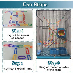 Rainbow C Clips Chains Hooks Plastic Chain Links Bird Learning Toy