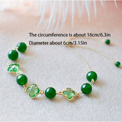 Green Chalcedony Four leaf Clover Bracelet