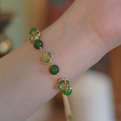 Green Chalcedony Four leaf Clover Bracelet