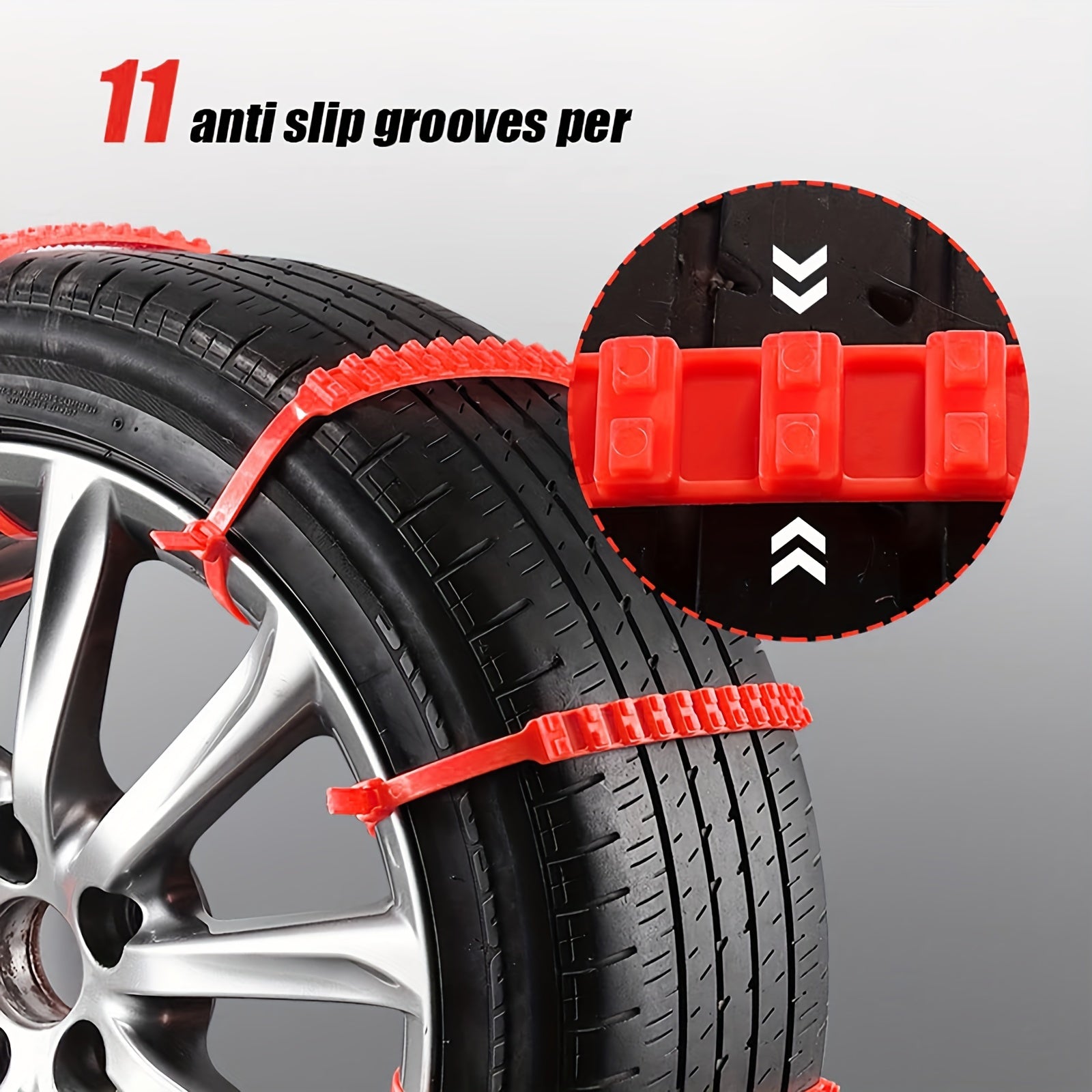 5pcs Reusable Car Snow Chains Universal Adjustable Emergency Portable Snow Tire